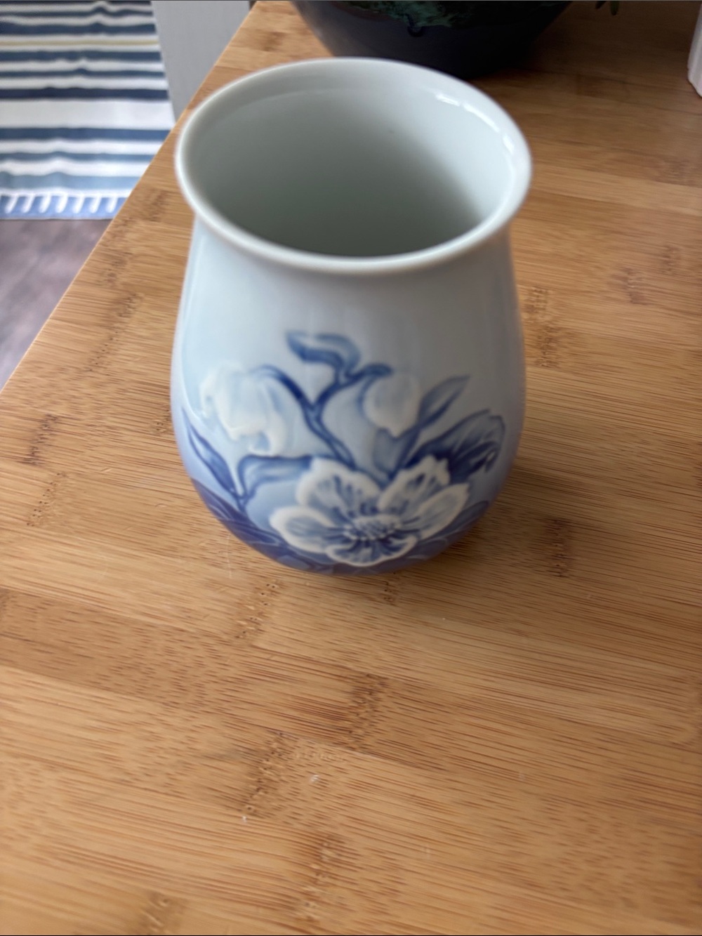 Cobalt Blue Porcelain Bud Vase with Maker’s Mark Made in Denmark 5 in tall